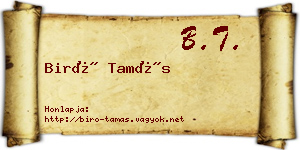 Biró Tamás névjegykártya